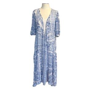 ⭐️ New Calvin Klein 8 Blue Chiffon Midi Wrap Dress